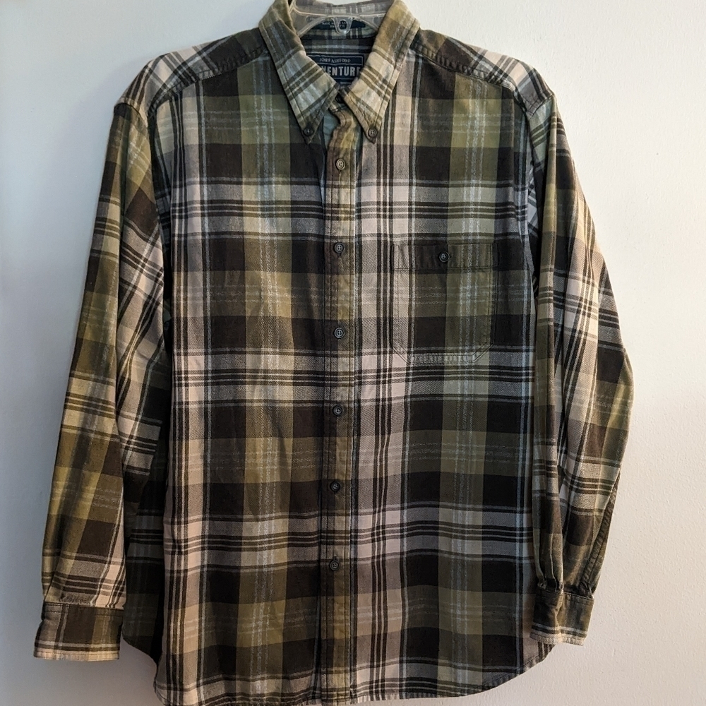 John Ashford Adventure Plaid Long Sleeve Button Down Shirt Large